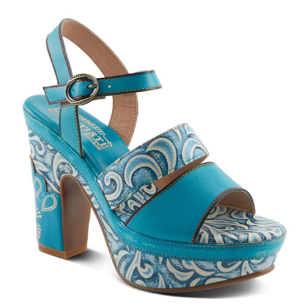 NEW L'ARTISTE women's hotstrut sandals heels in turquoise multi